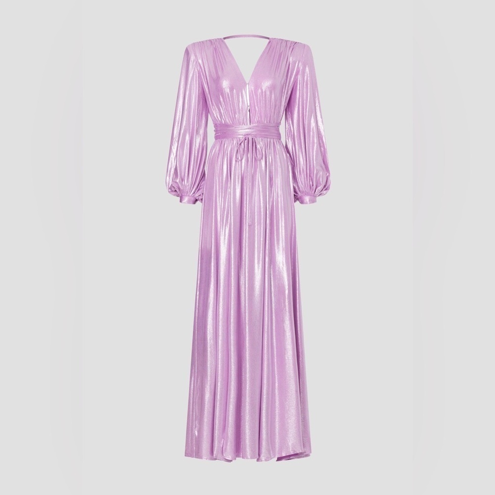 New! Bronx and Banco Zoe Lilac Metallic Maxi Gown💜 Purple/Pink 💜 Medium - Picture 7 of 16